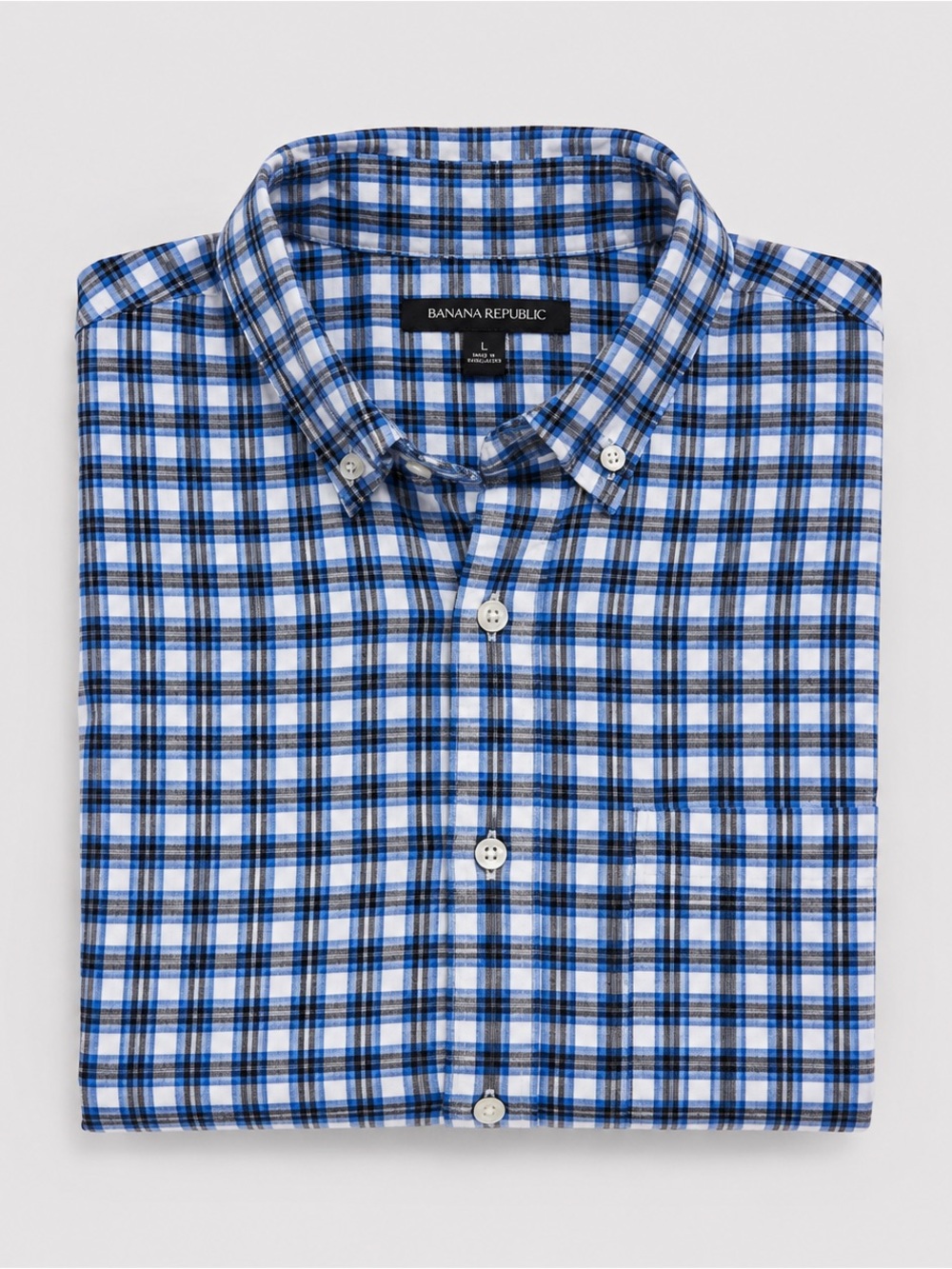 Banana Republic Mens Linen Button Up Shirt Large Preppy Gingham Long Sleeve